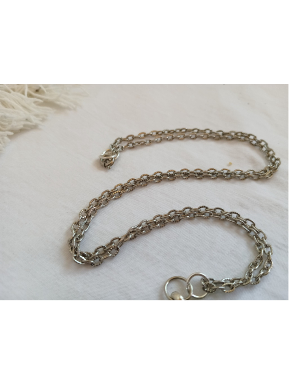 Handcrafted Etched Silver with Black Crystal Tassel fringe beaded statement boho - Picture 5 of 6
